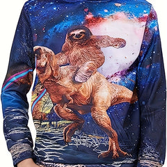 Funny Sloth And Dinosaur 3D Print Boys Hoodie