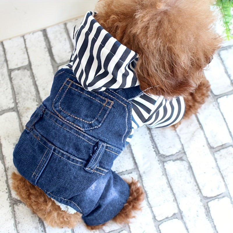 Pet Denim Hooded Coat Jacket for Dogs and Cats
