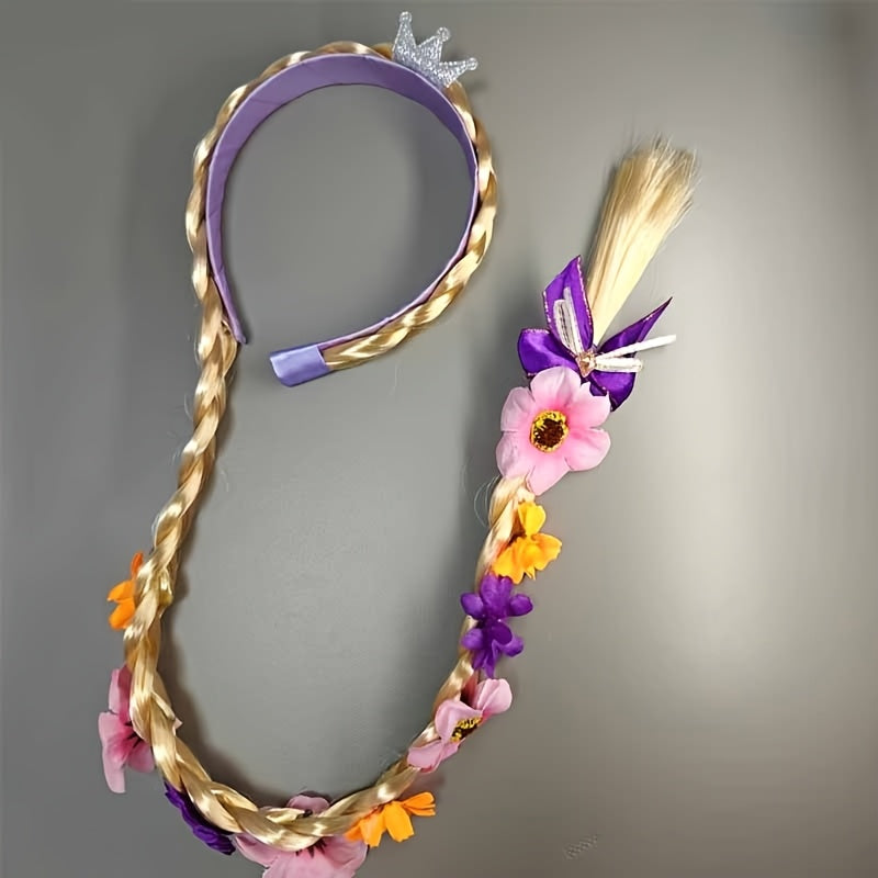 Girls' Princess Dress Up Wig with Long Braids and Hair Band
