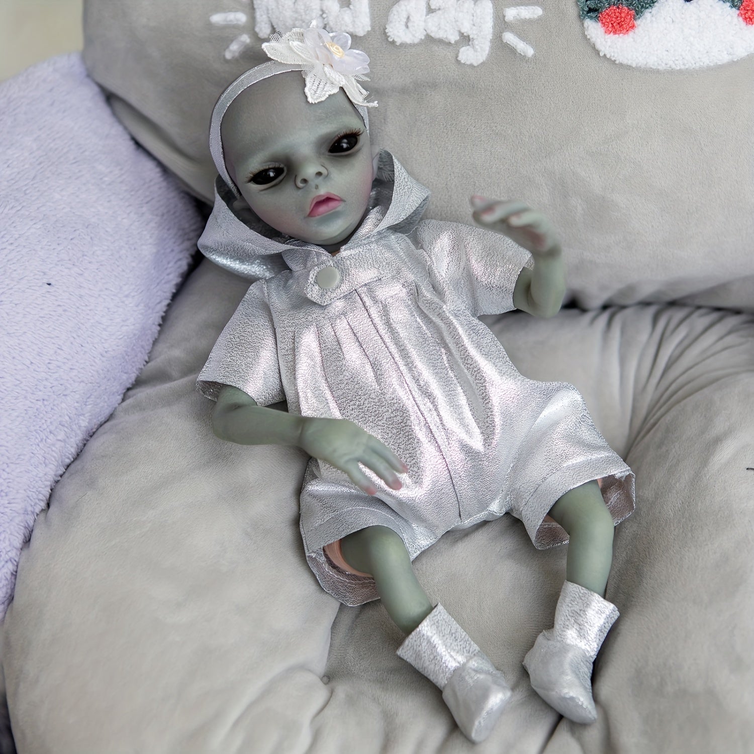14-Inch Realistic Alien Reborn Doll Soft Touch Cloth Body