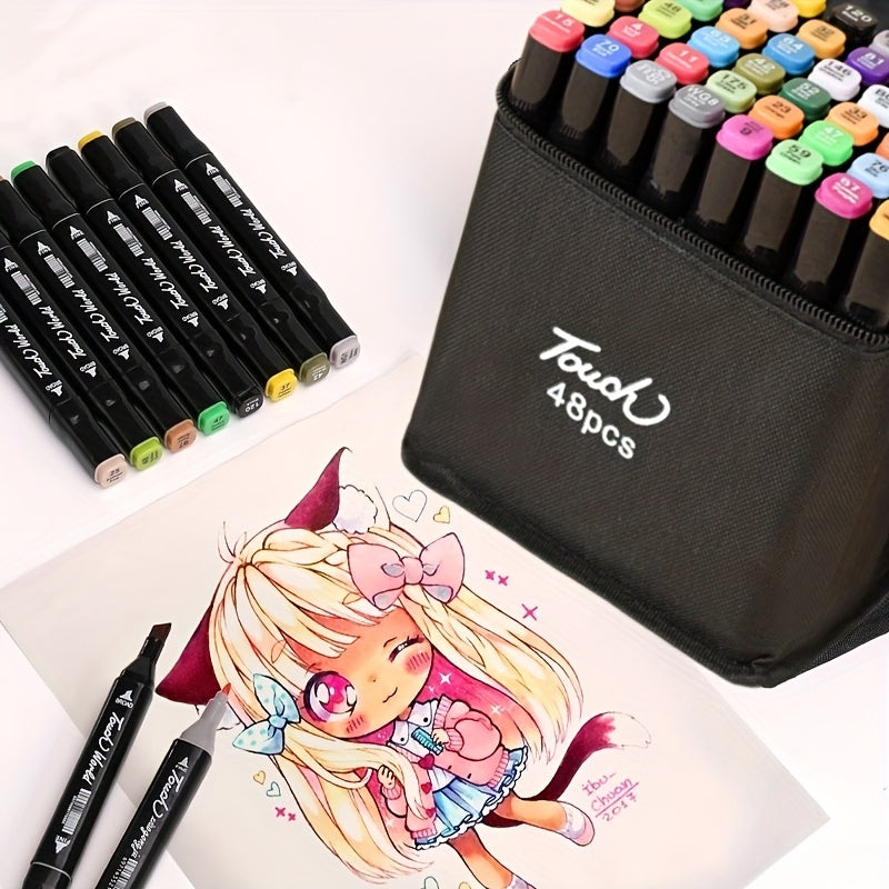 Professional Double Head Marker Pen Set with Cloth Bag