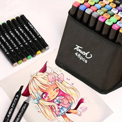 Professional Double Head Marker Pen Set with Cloth Bag
