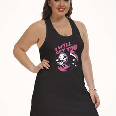 Skull & Slogan Print Tank Nightdress