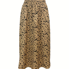 Leopard Print Paper Bag Waist Skirt Midi Skirt