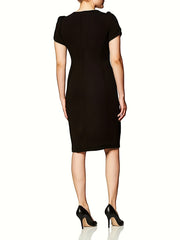 Petal Sleeve Bodycon Dress in Solid Color