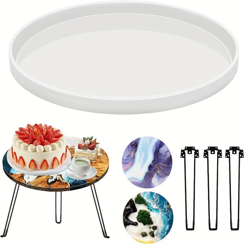 50cm Round Epoxy Resin Table Mold with Hairpin Legs