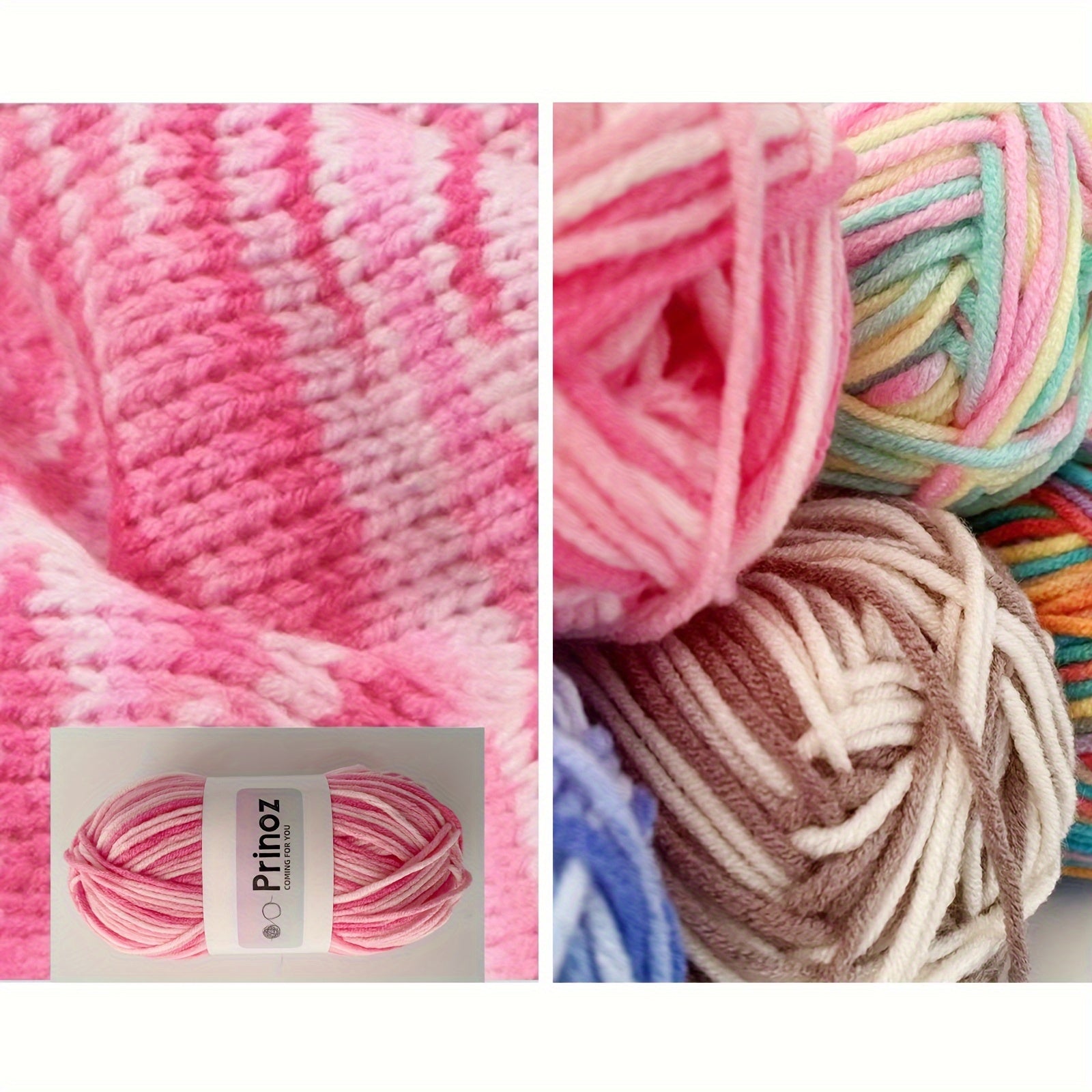 6pcs Gradient Soft Yarn DIY Craft Knit Sweater Scarf Socks Gloves 300g Bag