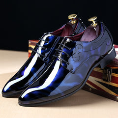 Men Brogue Pointed Toe Oxford Shoes Slip On Dress Wedding Business Office