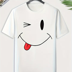 Naughty Face Print Men's Comfy T shirt Active Slightly Stretch Breathable Tee