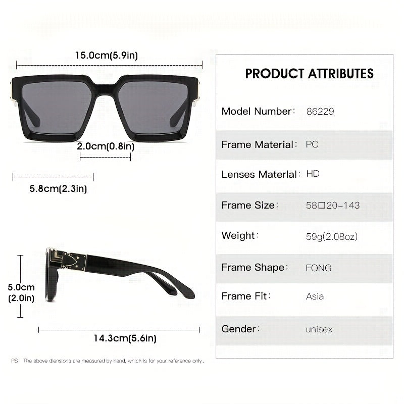 Men's Square Frame Sunglasses for Street Photography