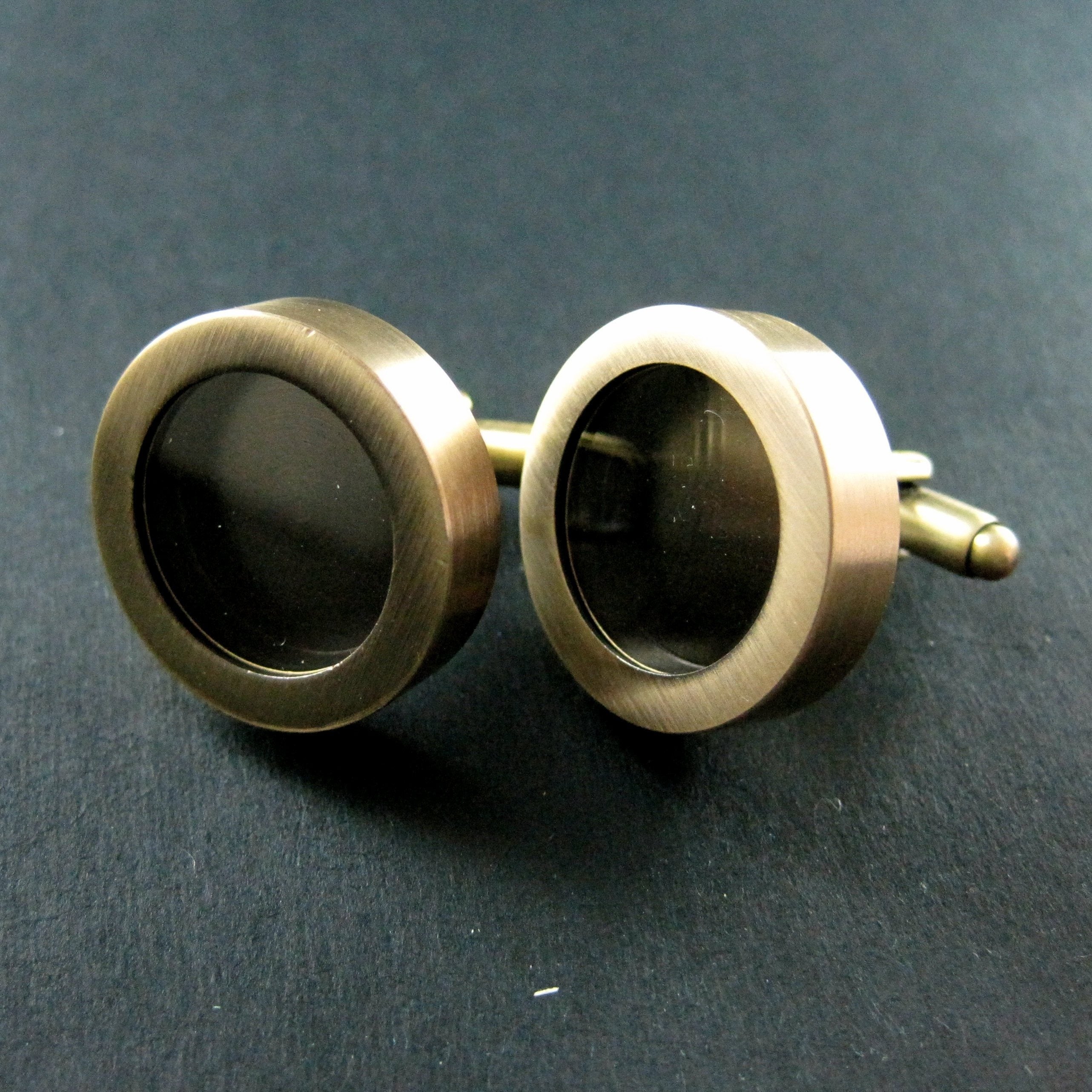 1pair Copper Plated Round Glass Cufflinks