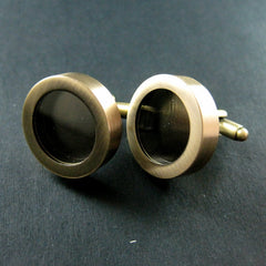 1pair Copper Plated Round Glass Cufflinks