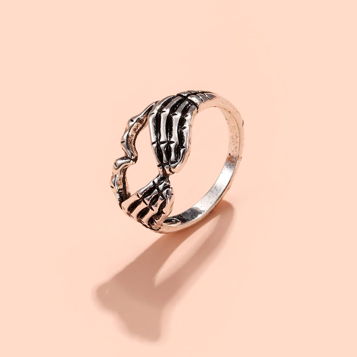 Halloween Skull Heart Gesture Ring
