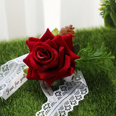 Romantic Wedding Rose Corsage and Boutonniere Set