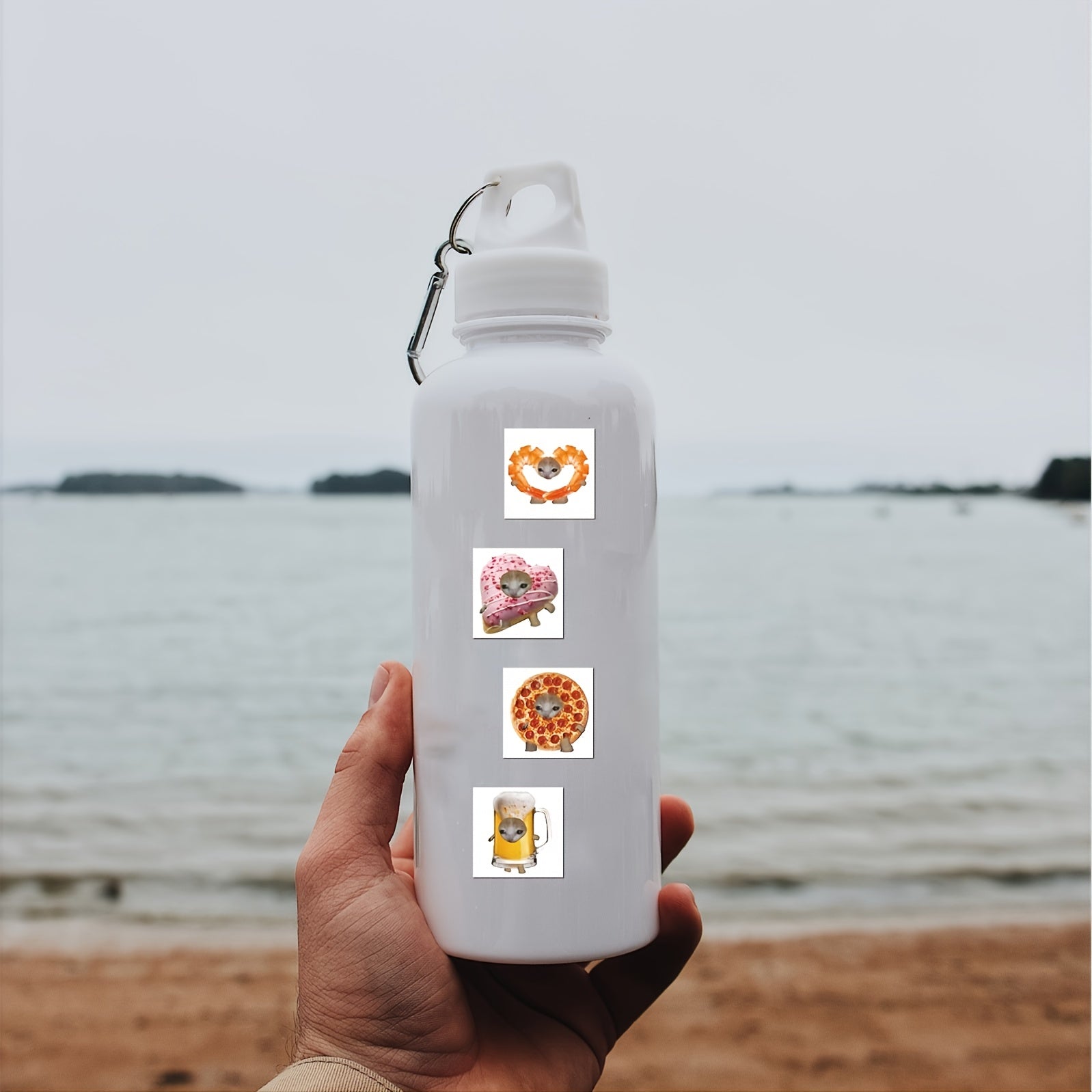 66 Funny Food Cat Waterproof Stickers for Various Surfaces