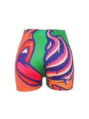 Ice Cream Print Skinny Shorts Yoga Casual Summer Shorts Women's Clothing