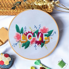 Flower Pattern Embroidery Kit DIY Set - Adults Kids Beginners
