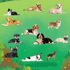 24pcs Wooden Dog Puzzle Animal Matching Cards Educational Game