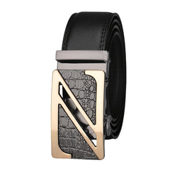 High end Letter Style Auto Buckle Men's Leather Belt