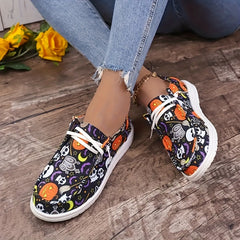 Snowman Pattern Slip On Sneakers Comfortable Wear-Resistance Boat Shoes