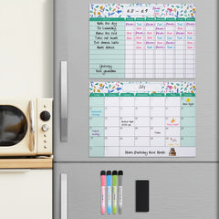 Magnetic Dry Erase Fridge Calendar and Chore Chart