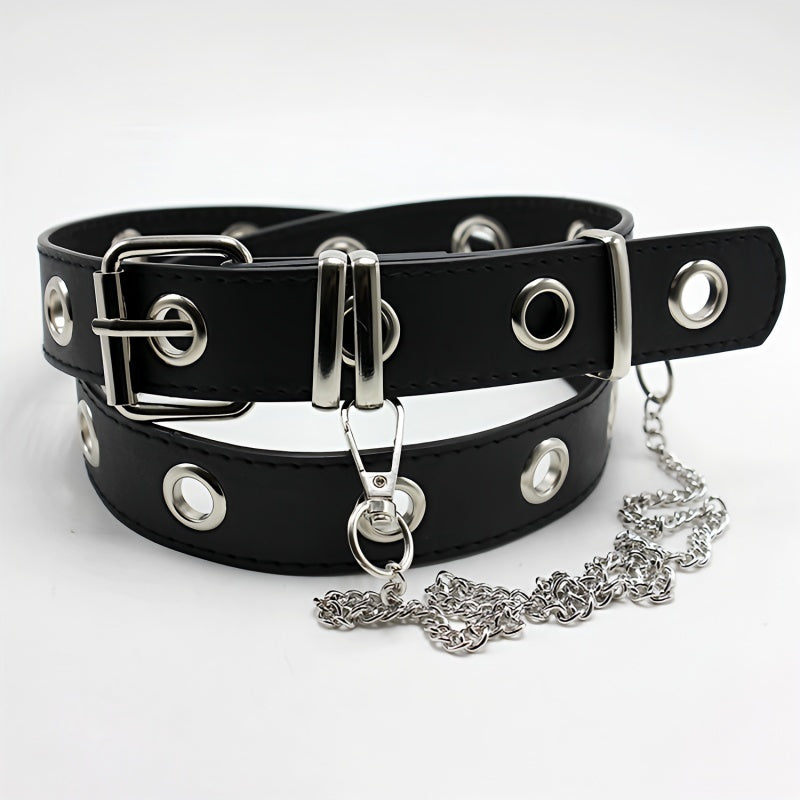 Punk Style Leather Belt Unisex Personality Hip Hop Chain Young Student Belt