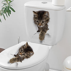 2pcs 3D Cat Stickers Visual Break Wall Effect Waterproof Vinyl Stickers