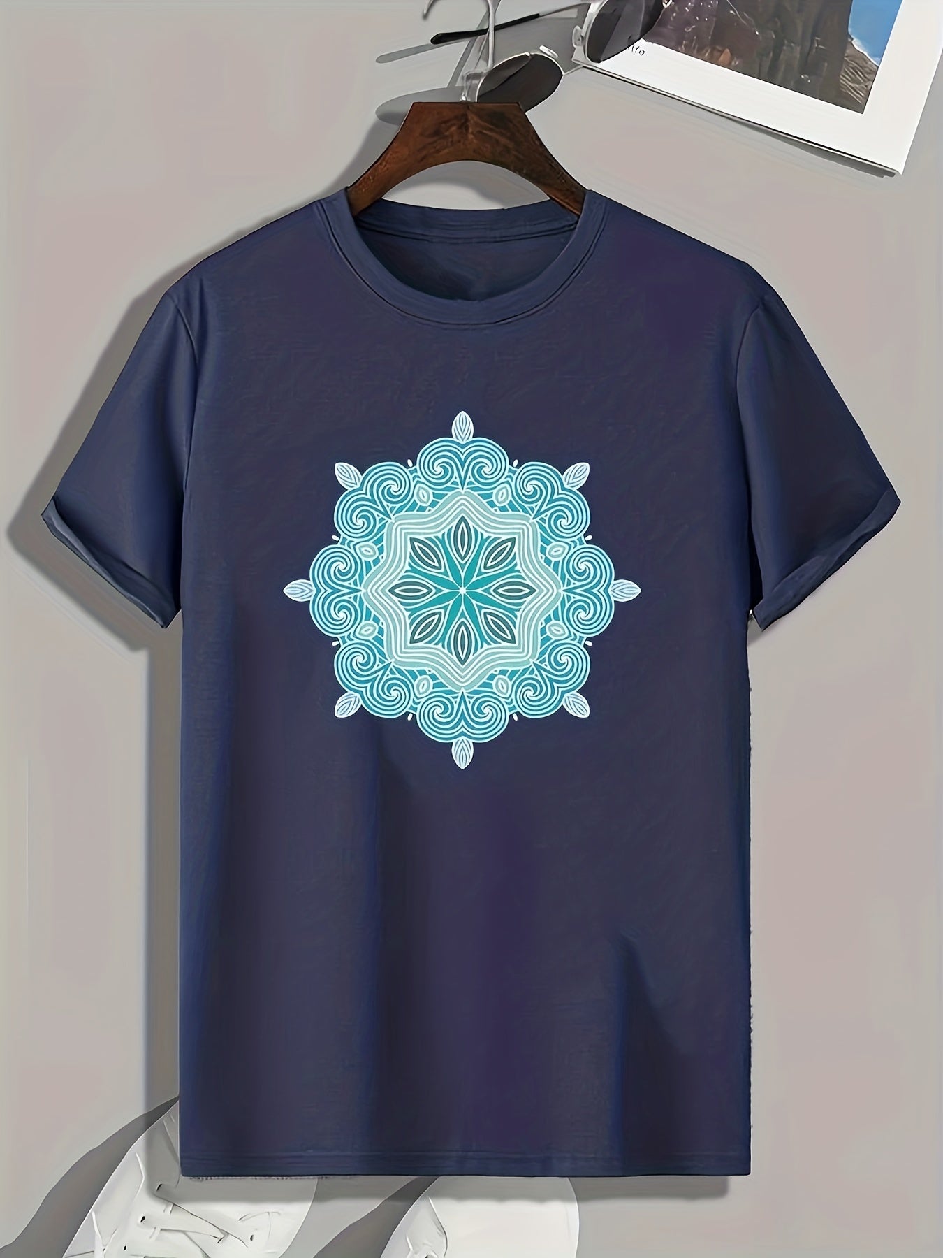 Flower Print Men's Graphic T-shirt for Summer