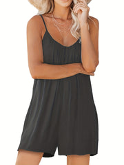 Solid Loose Cami Romper Jumpsuit Casual Sleeveless Romper Jumpsuit