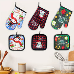 2pcs Christmas Oven Mitts Heat Resistant Microwave Baking Glove
