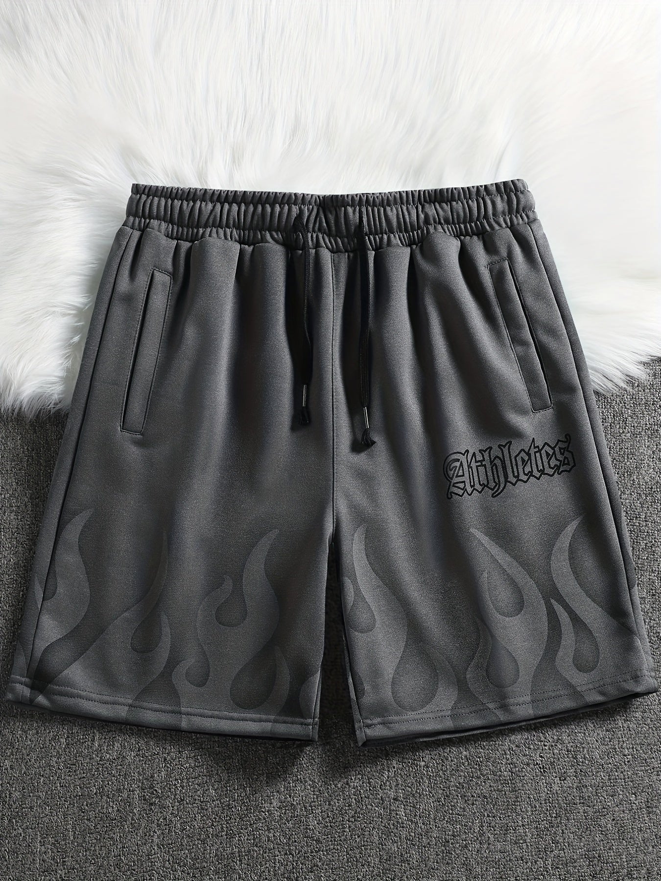 Athletes Flame Pattern Drawstring Shorts for Summer