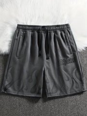 Athletes Flame Pattern Drawstring Shorts for Summer