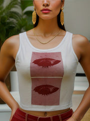 Y2K Eyes Print Tank Top Women's Clothing