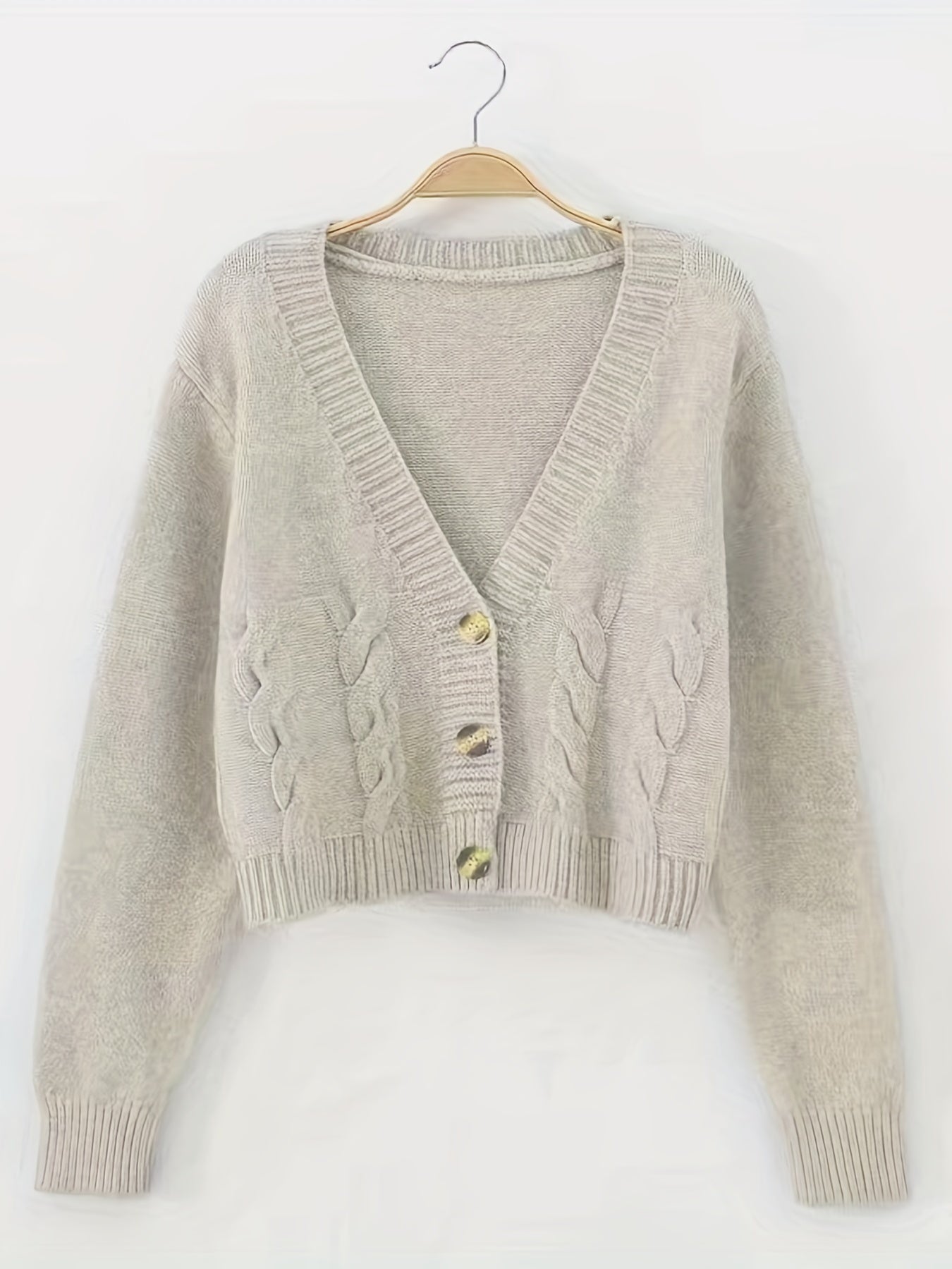Solid Button Front Cardigan Long Sleeve Casual Vacation Women's Clothing