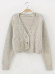 Solid Button Front Cardigan Long Sleeve Casual Vacation Women's Clothing