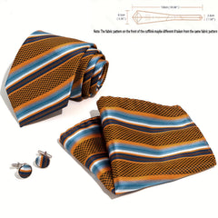 Classic Necktie Pocket Square And Hanky Cufflinks Set For Men