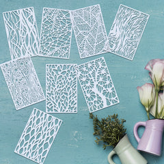 8pcs Art Texture Painting Stencils Reusable Plastic Stencils Laser Cut Template