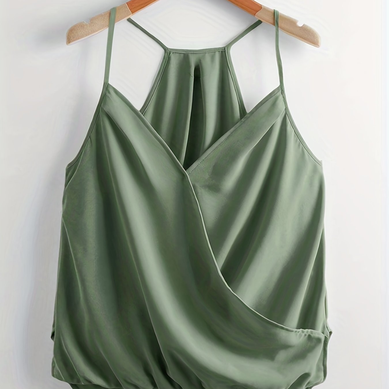 V Neck Wrap Cami Top Solid Spaghetti Strap Sexy Top