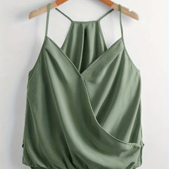V Neck Wrap Cami Top Solid Spaghetti Strap Sexy Top