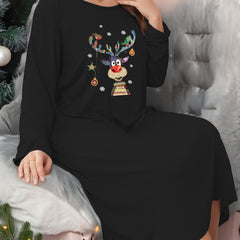 Christmas Reindeer Lounge Dress Long Sleeve Nightdress