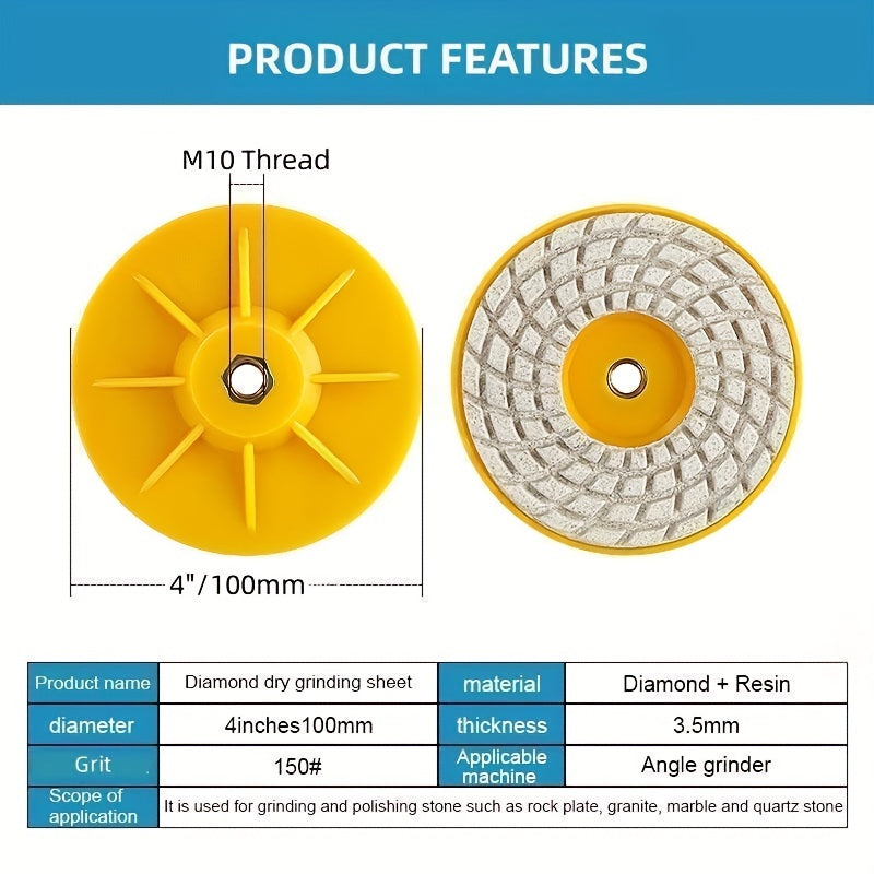 2pcs 4 Inch 100mm Diamond Wet Dry Polishing Pad for Stone Quartz Marble Granite