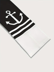 Casual Leggings Women's Plus Colorblock Anchor Print Leggings