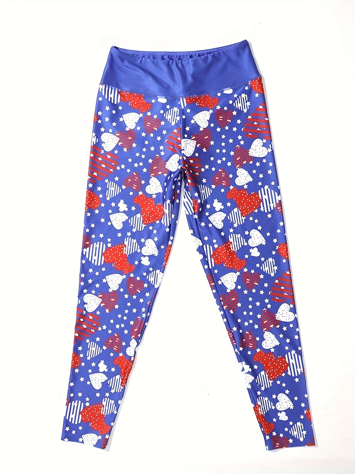 Star & Heart Print Yoga Leggings High Waist Athletic Sports Tight Pants