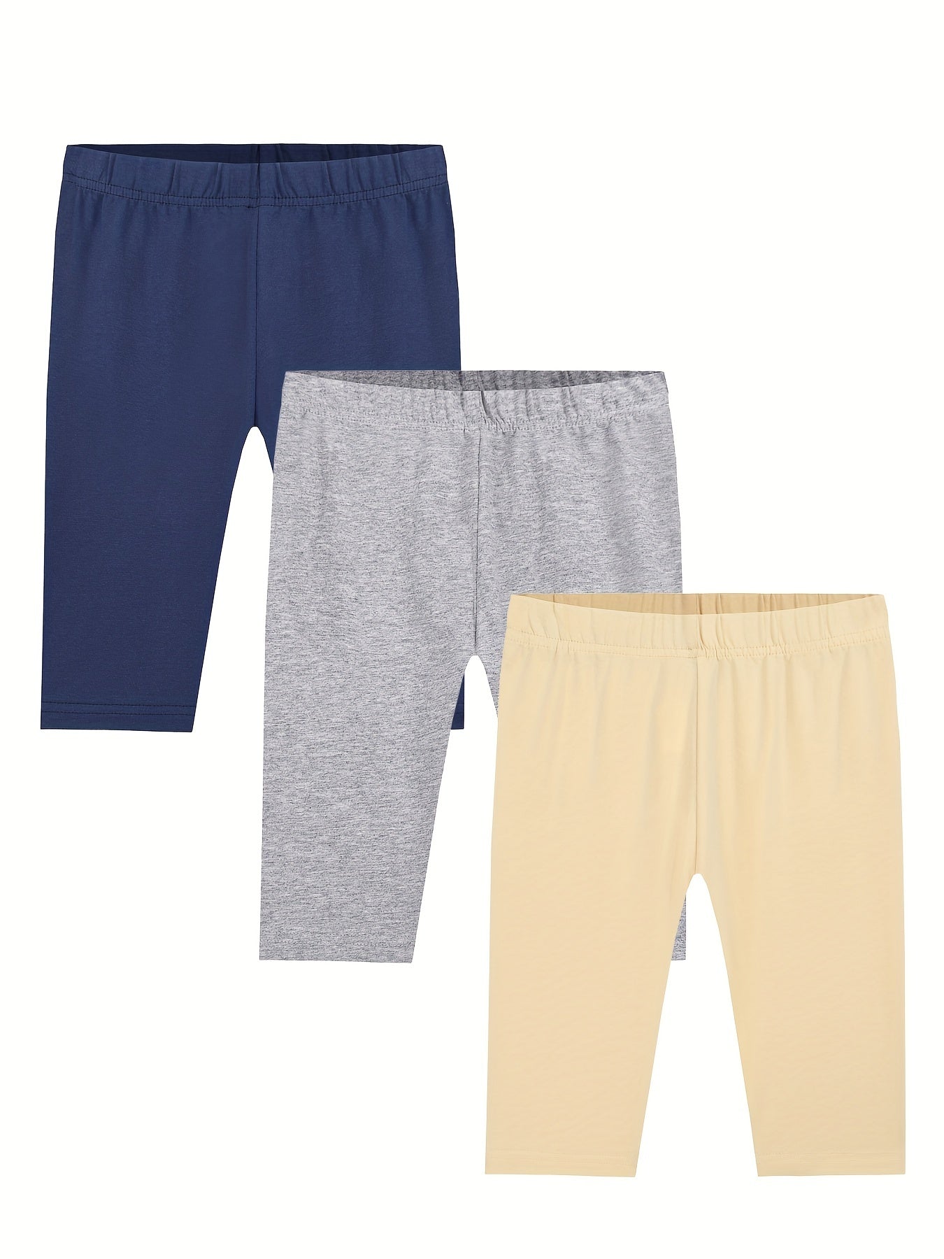 3pcs Girls Casual Elastic Waist Shorts for Summer Spring
