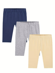 3pcs Girls Casual Elastic Waist Shorts for Summer Spring