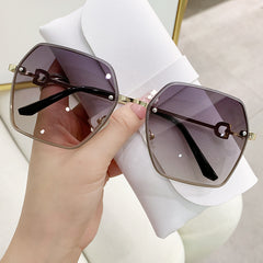 Square Rimless Sunglasses Women Gradient Lens
