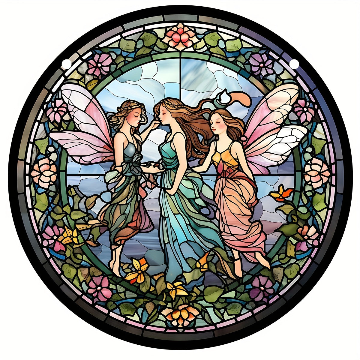 Fairy Stained Glass Window Hanging Suncatcher Art Decoration