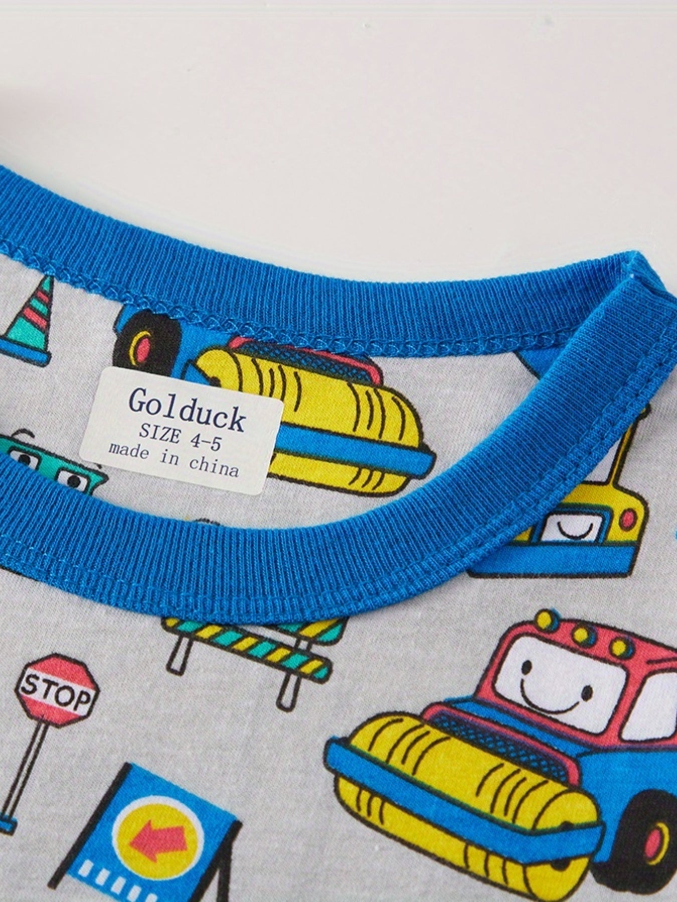 Boys Bulldozer Concrete Mixer Cartoon Pajamas Set
