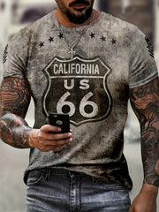 Men's Casual 3D Print Tee Shirt Street Style Stretch Round Neck for Summer