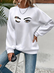 Graphic Print Crew Neck Sweatshirt for Women